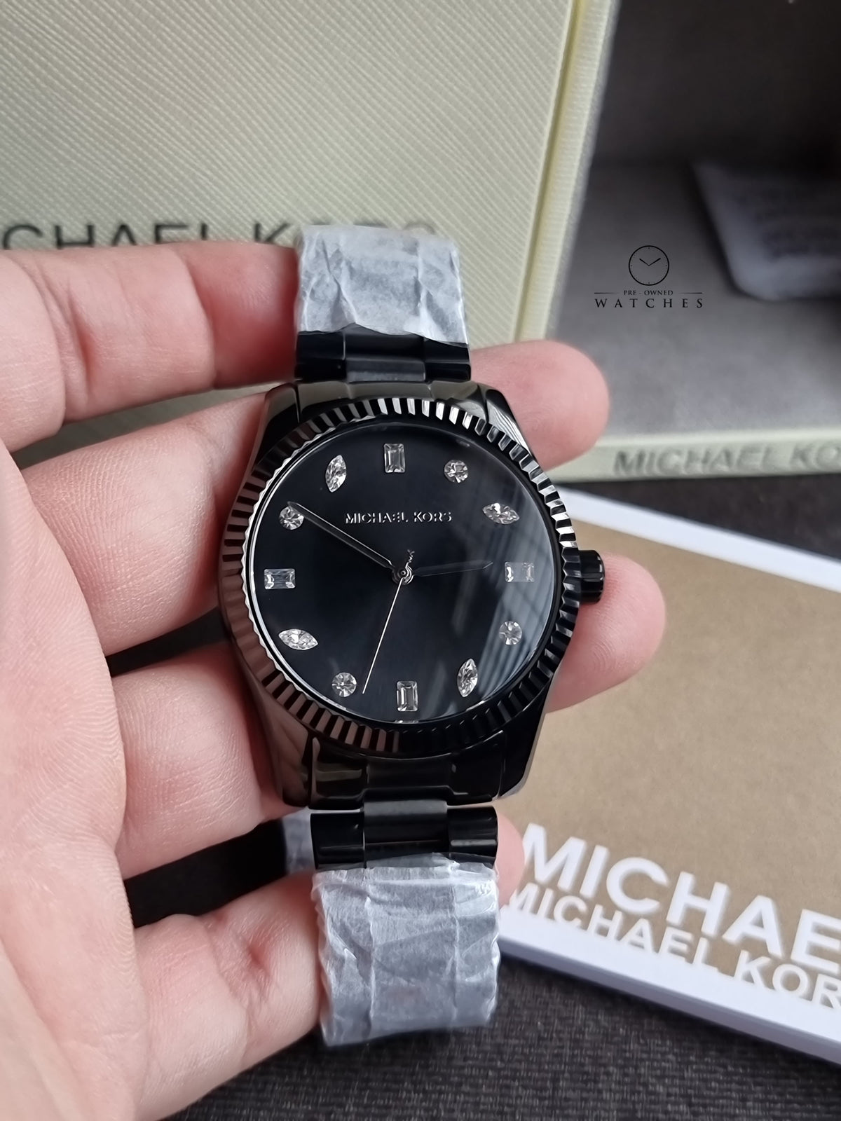 Michael Kors Lexington Black Stainless Steel Black Dial Quartz Watch for Ladies - MK7442