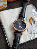 Fossil Carlie Mini 28mm Three-Hand Black Leather Watch- ES4700
