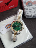 Fossil Scarlette Three-Hand Date Two-Tone Green Dial Ladies Watch ES5388