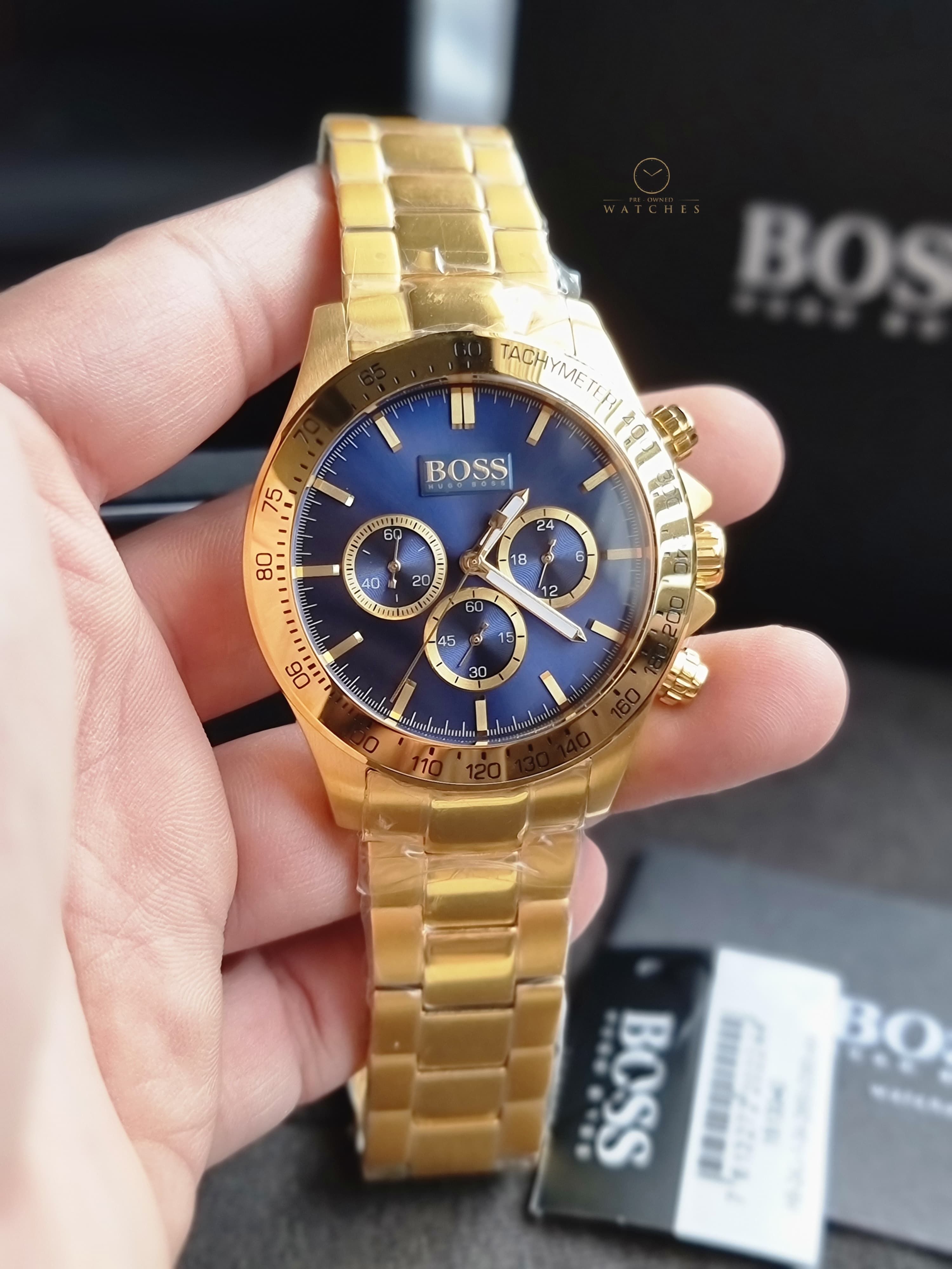 Hugo Boss Men’s Chronograph Quartz Stainless Steel Blue Dial 44mm Watch 1513340