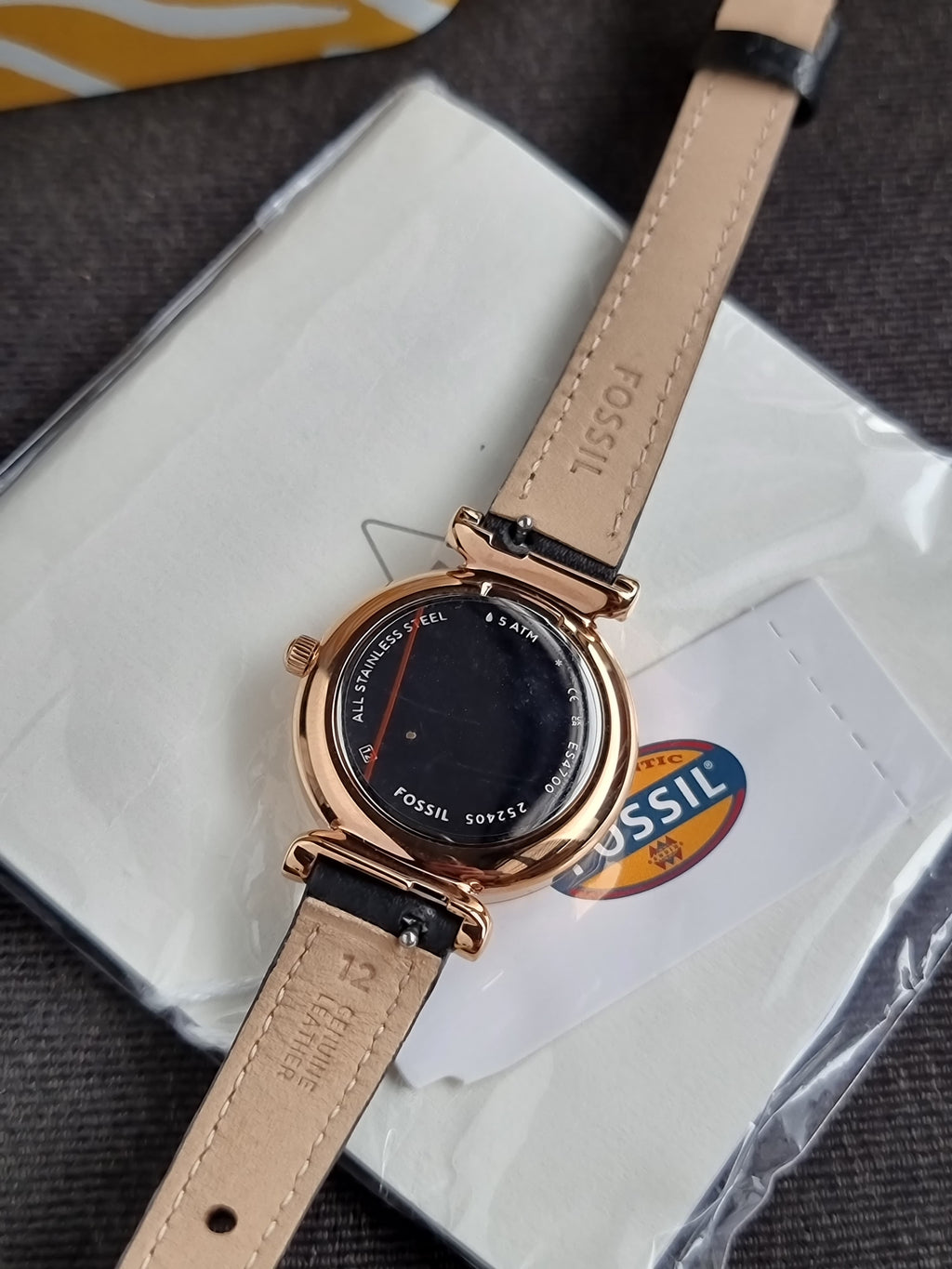 Fossil Carlie Mini 28mm Three-Hand Black Leather Watch- ES4700