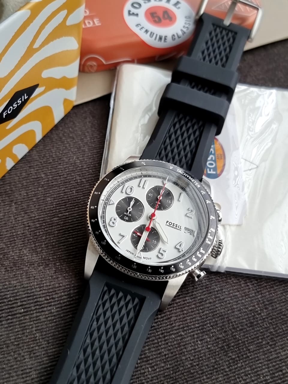 Fossil FS6087 Sport Tourer Chronograph Quartz White Dial Men's Watch