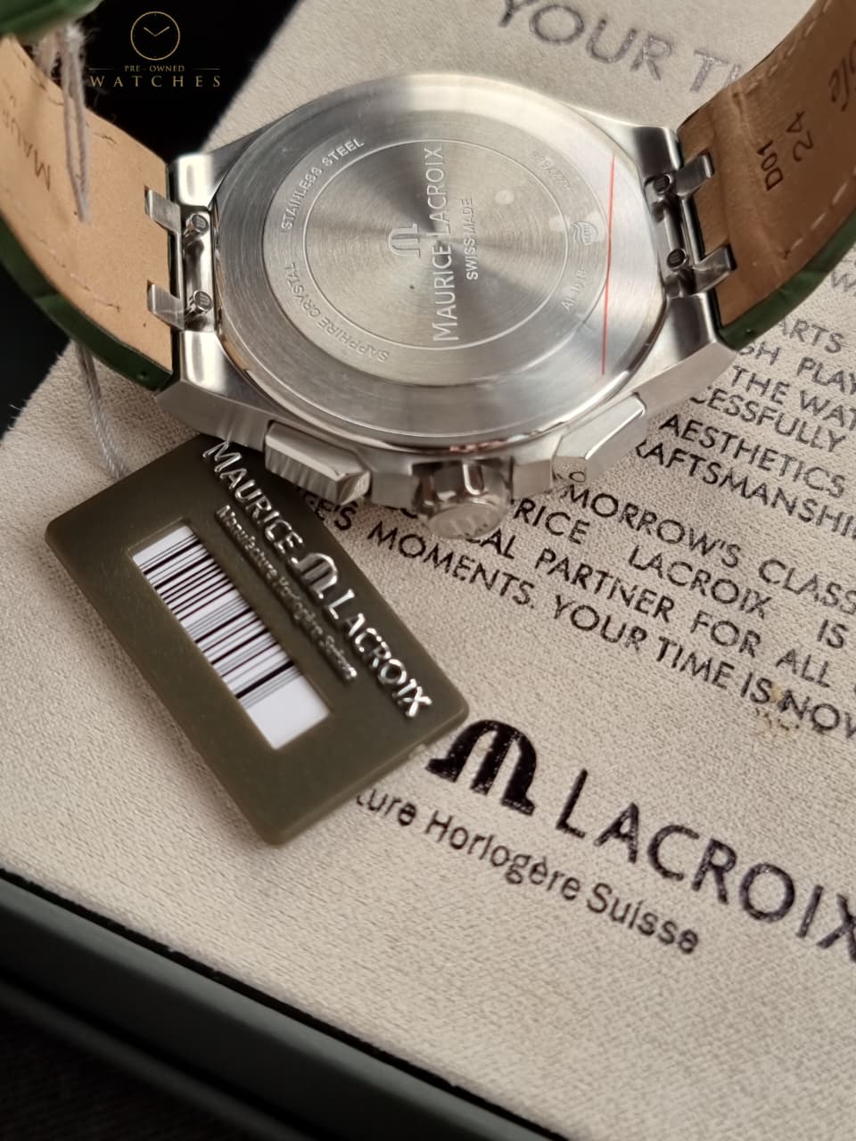 Maurice Lacroix Gent's AIKON Green Leather Chronograph Watch, 44mm : AI1018-PVB21-330-