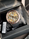 Hugo Boss Admiral Black Silicone Strap Green 46mm Dial Chronograph Quartz  Men's Watch 1513967