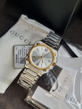 Gucci G-Flat 30mm Two Tone Stainless Steel Bracelet Watch YA166506