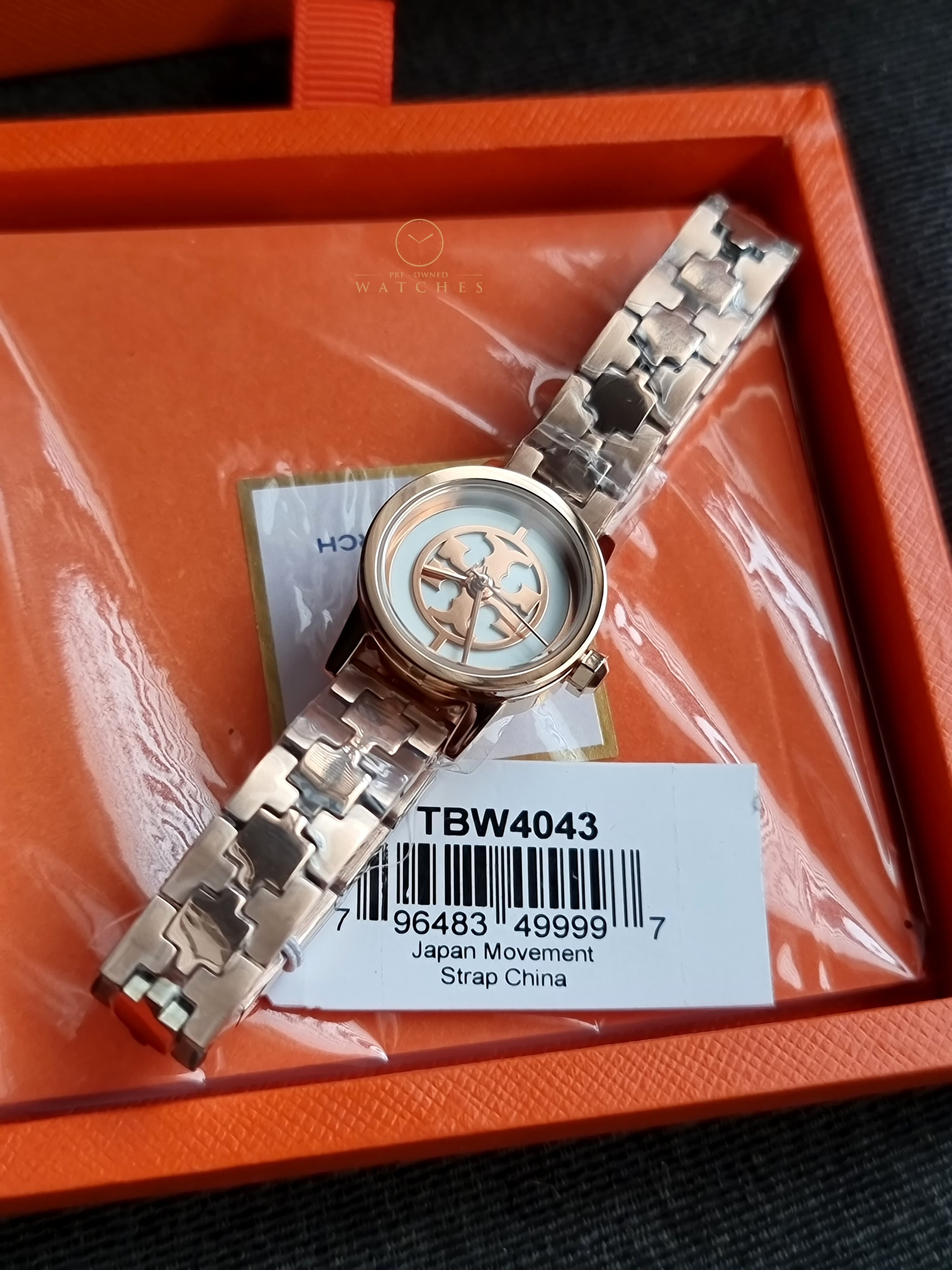 Tory Burch Reva Rose Gold Stainless Steel Cream Dial Quartz Watch for Ladies - TBW4043