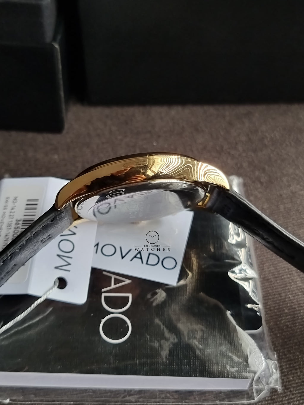 Movado Men’s Swiss Made Quartz Black Leather Strap Navy Blue Dial 43mm Watch 3650006