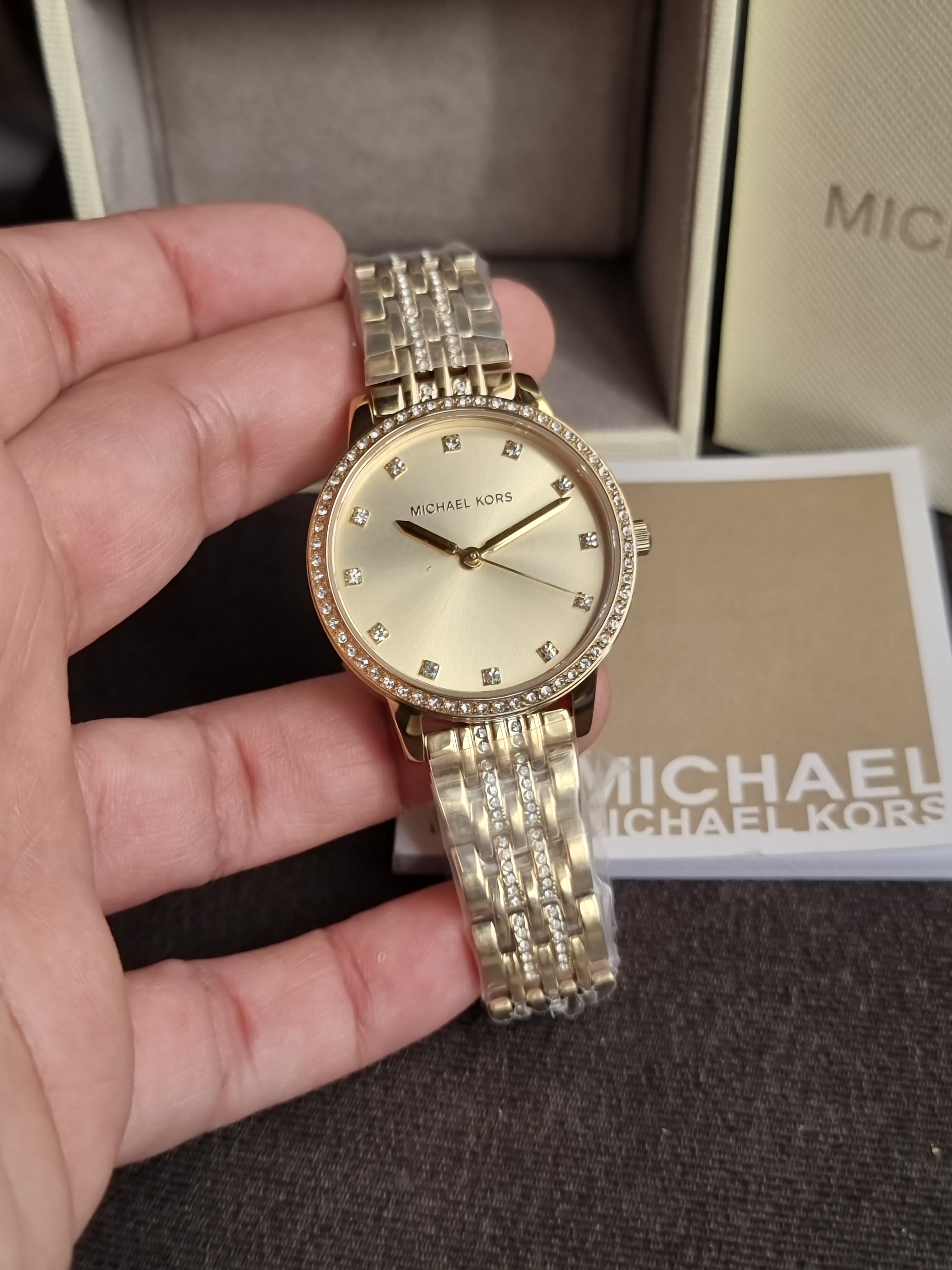 Michael Kors Melissa Gold Stainless Steel Gold Dial Quartz Watch for Ladies - MK4368