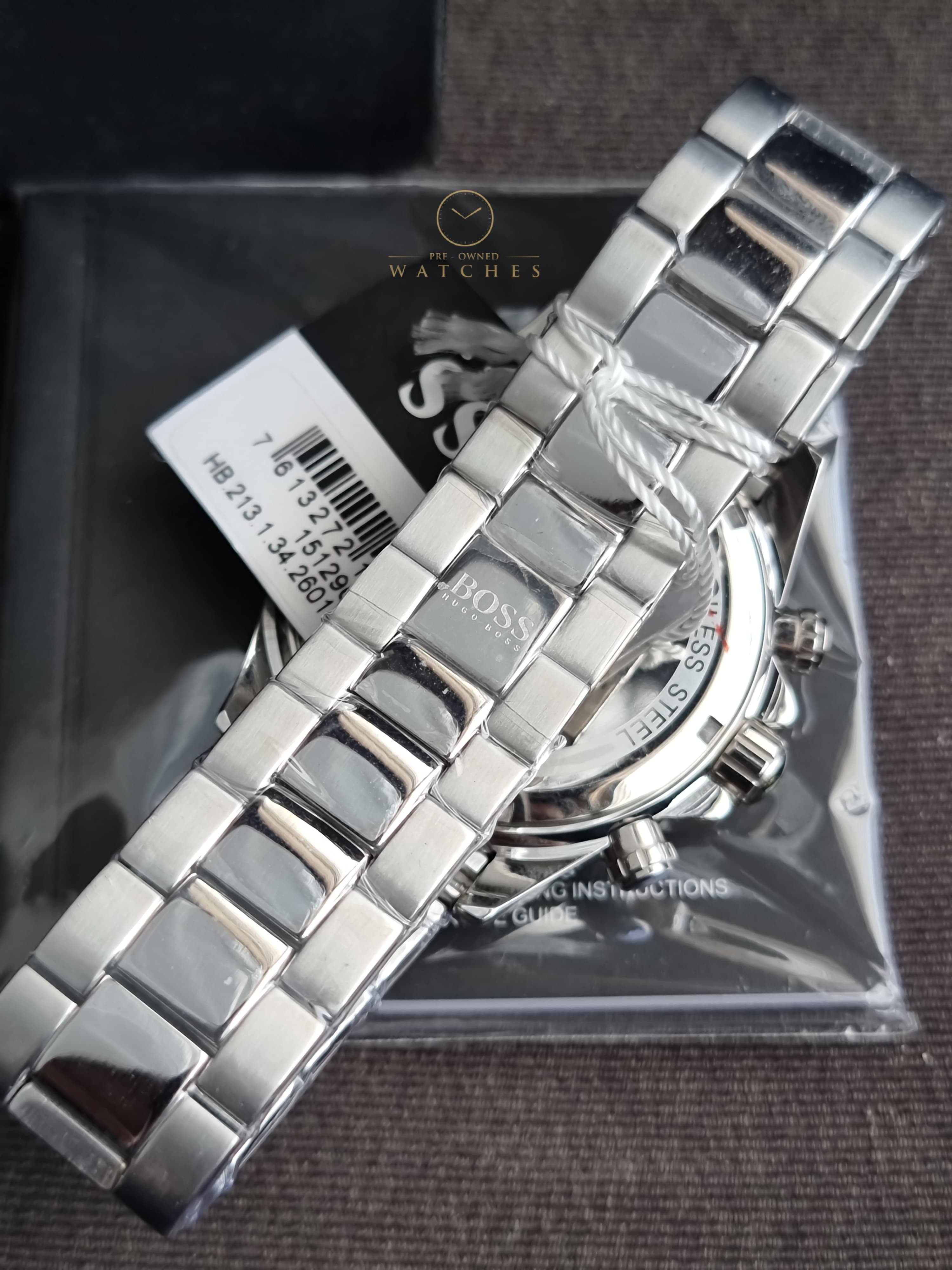 Hugo Boss Ikon Chronograph Silver 45mm Dial Silver Steel Strap Watch for Men - 1512964