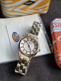 Fossil Women’s Quartz Gold Stainless Steel Silver Dial 30mm Watch BQ3916