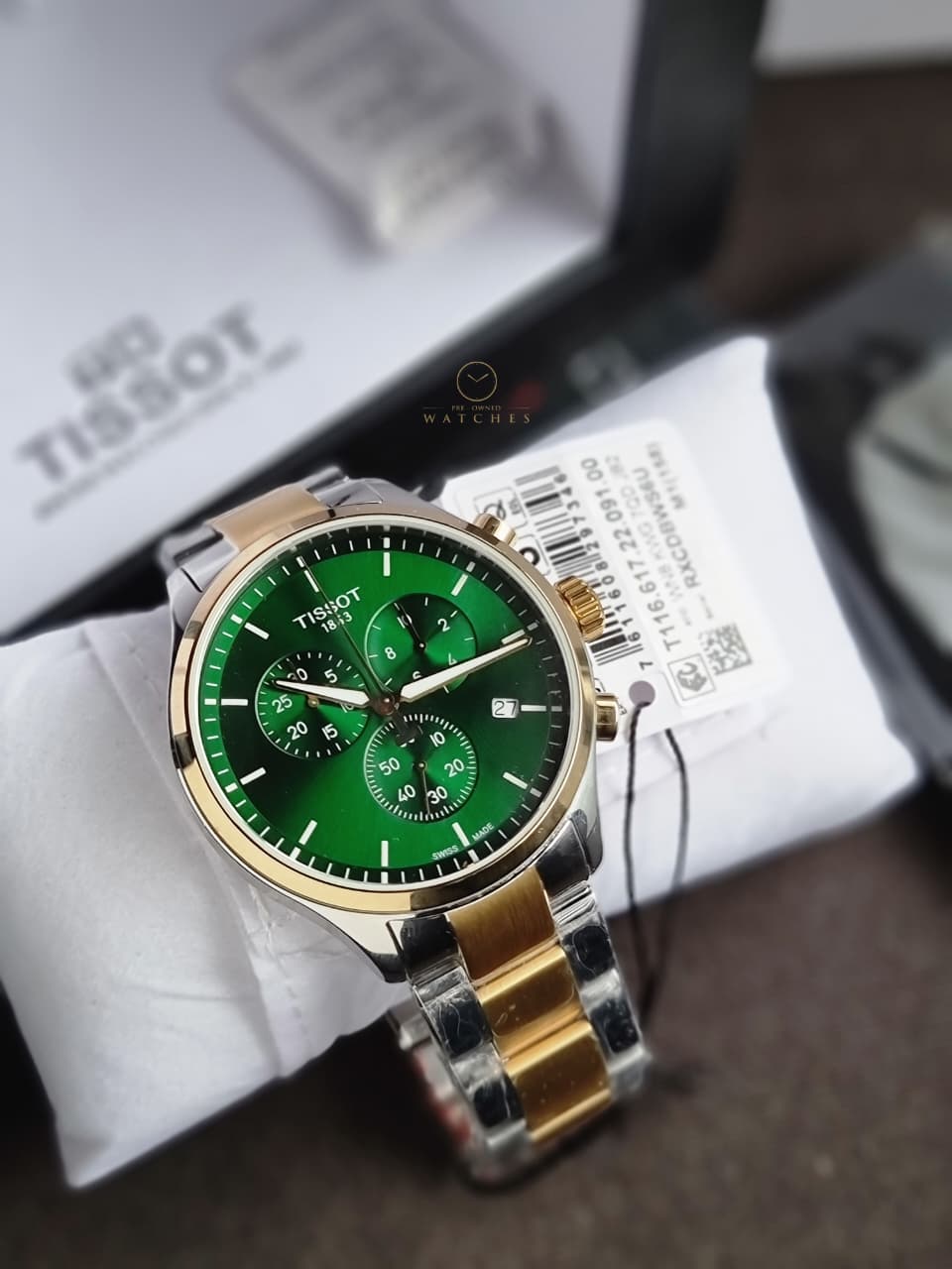 Tissot XL Classic Two-tone Stainless Steel Green Dial Chronograph Quartz Watch for Men's - T116.617.22.091.00