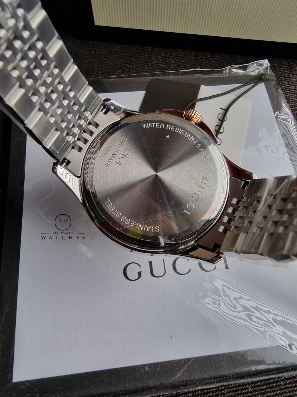 Gucci Men’s Swiss Made Quartz Stainless Steel Black Dial 38mm Watch YA126410