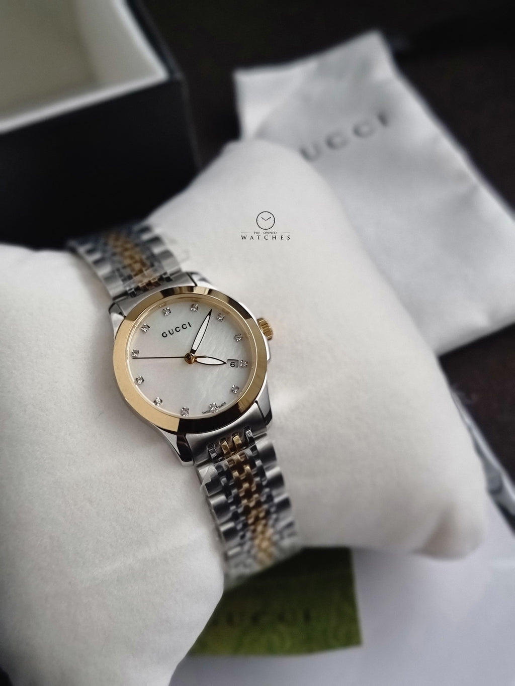 Gucci G-Timeless Two-tone Stainless Steel Mother of pearl Dial Quartz Watch for Ladies - YA126513