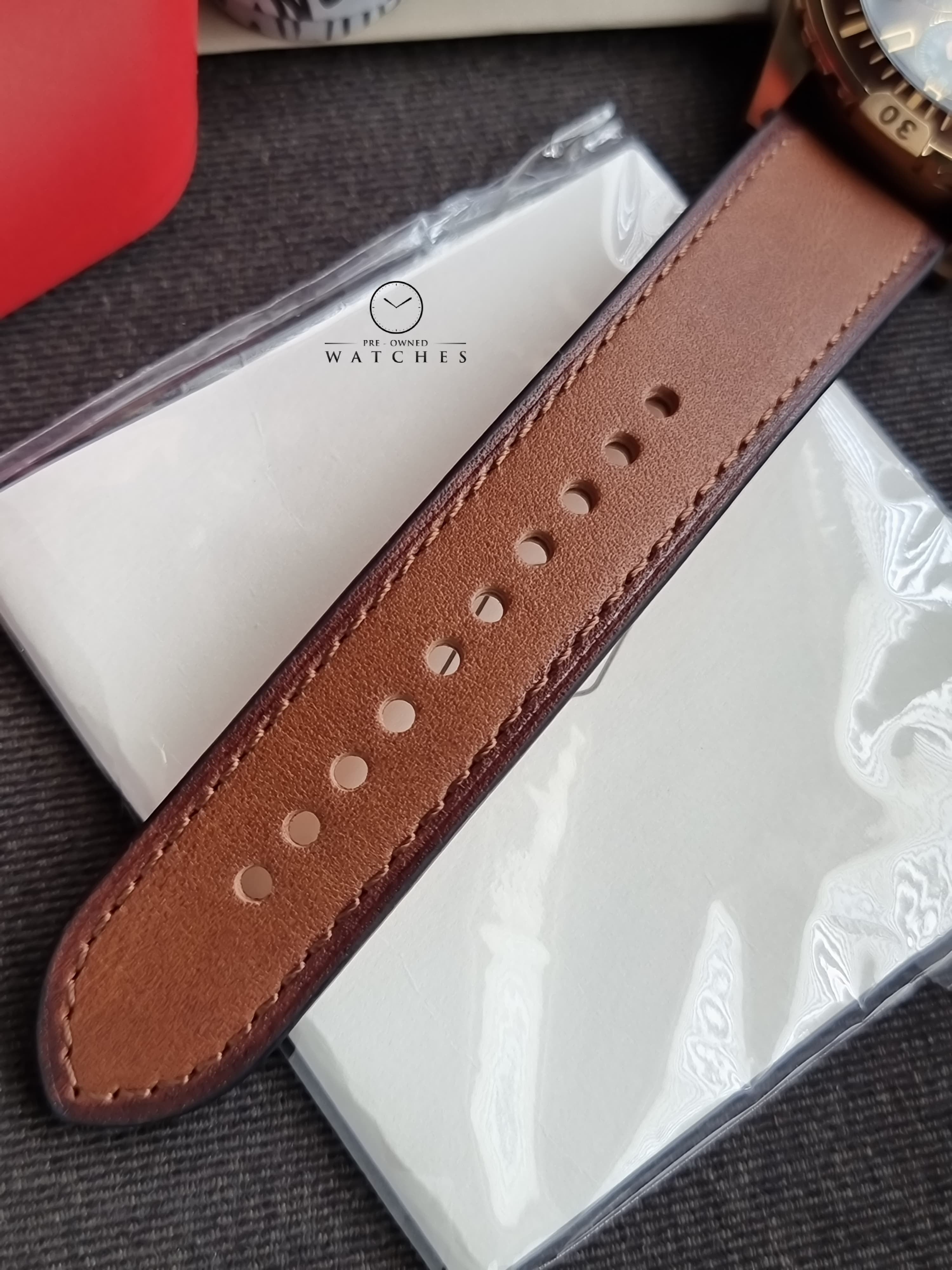 Fossil Garrett Brown Leather Strap Brown Dial Chronograph Quartz Watch for Gents - FS5867