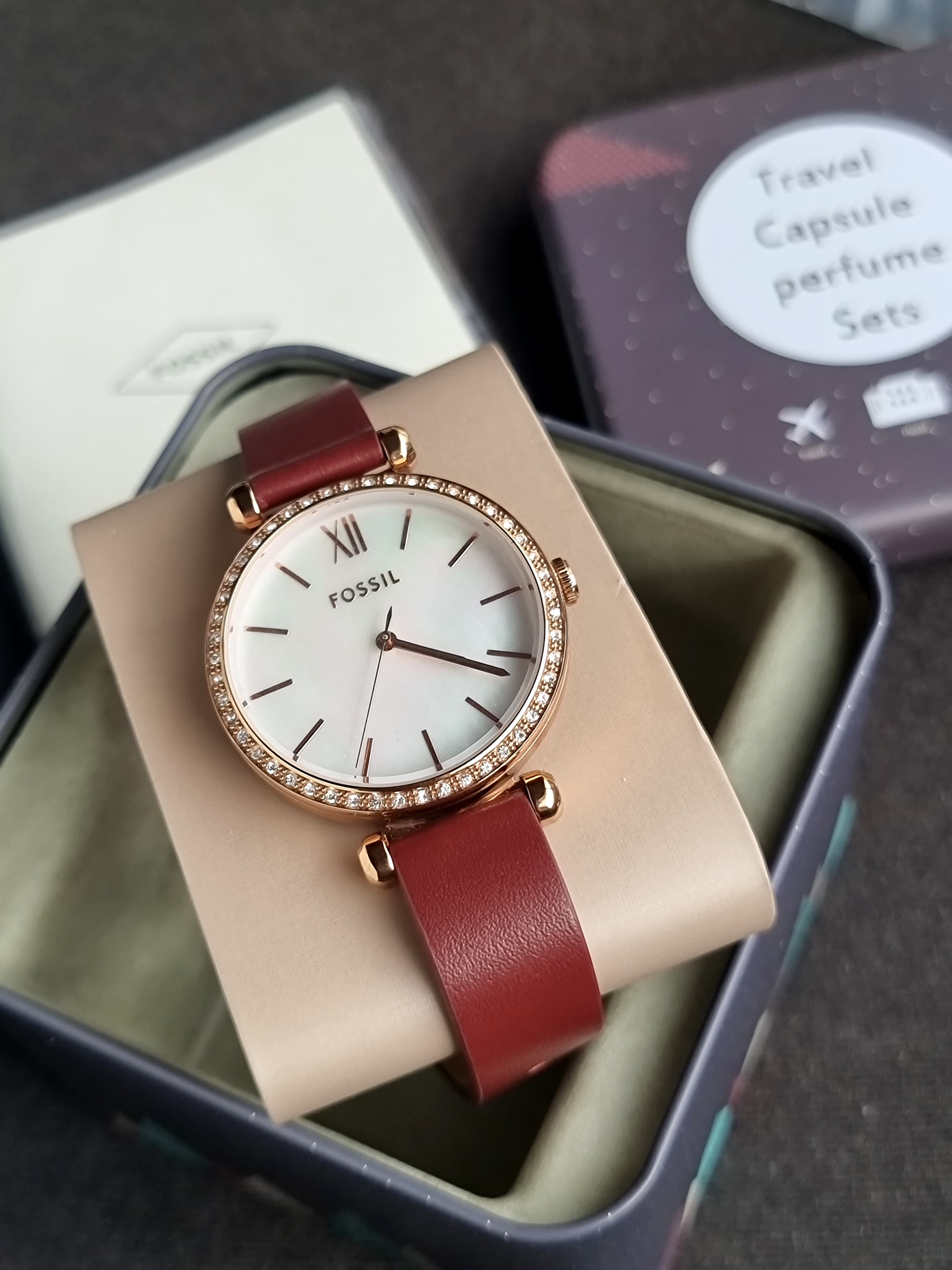 Fossil Tillie Three-Hand 36mm Maroon Leather Watch
-BQ3968