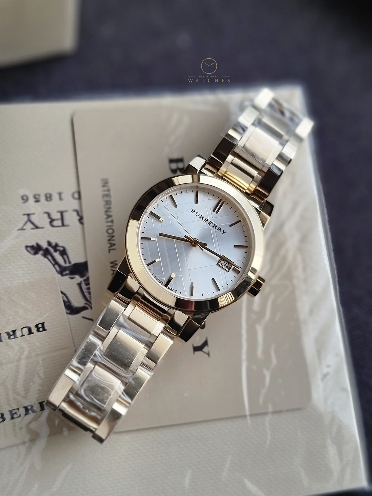 Burberry The City Gold Stainless Steel White Dial Quartz Watch for Ladies BU9103