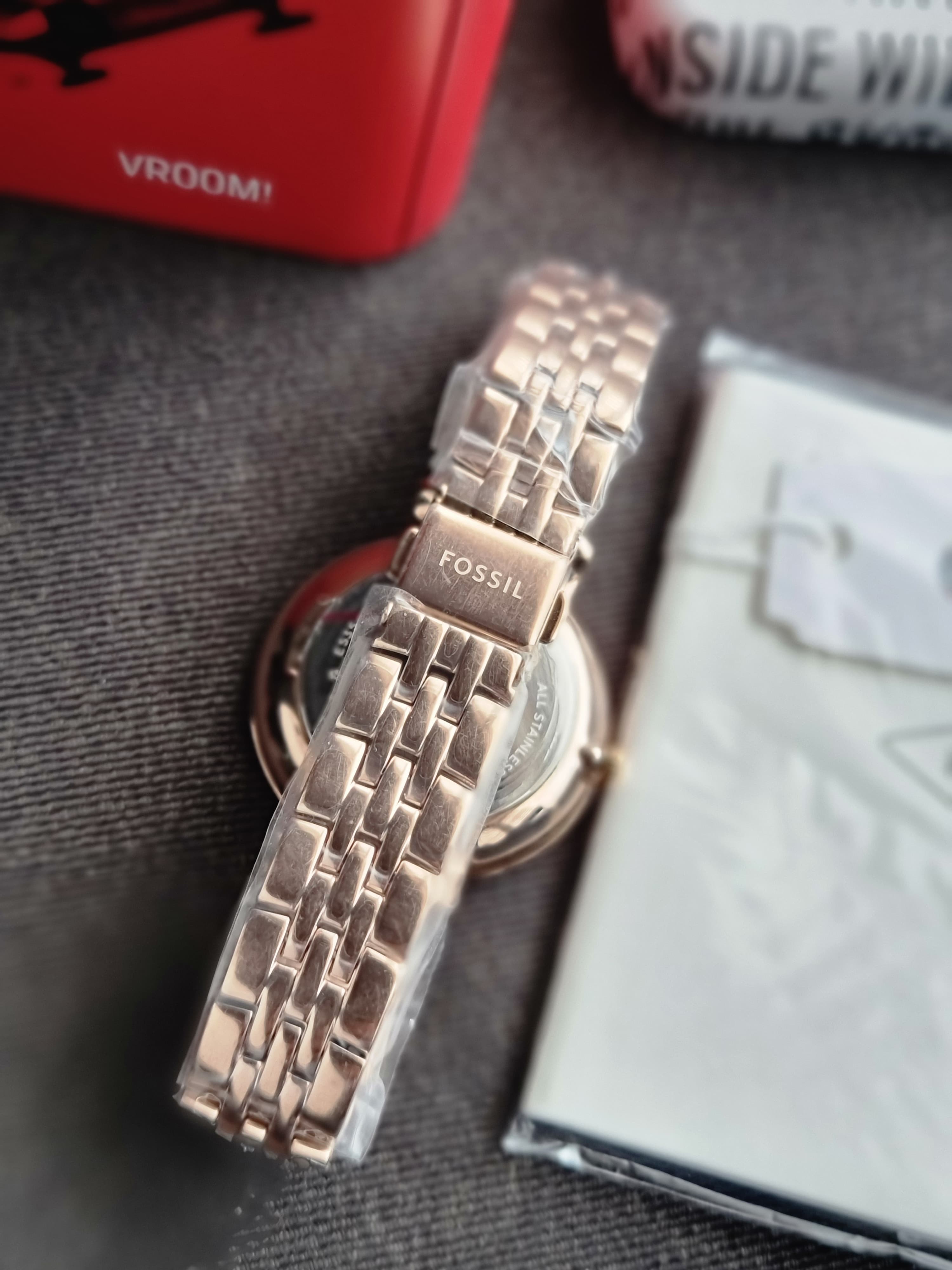Fossil Jacqueline Rose Gold Stainless Steel Rose Gold Dial Quartz Watch for Ladies - ES3546(without tag)