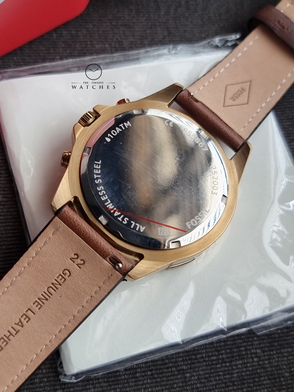 Fossil Garrett Brown Leather Strap Brown Dial Chronograph Quartz Watch for Gents - FS5867