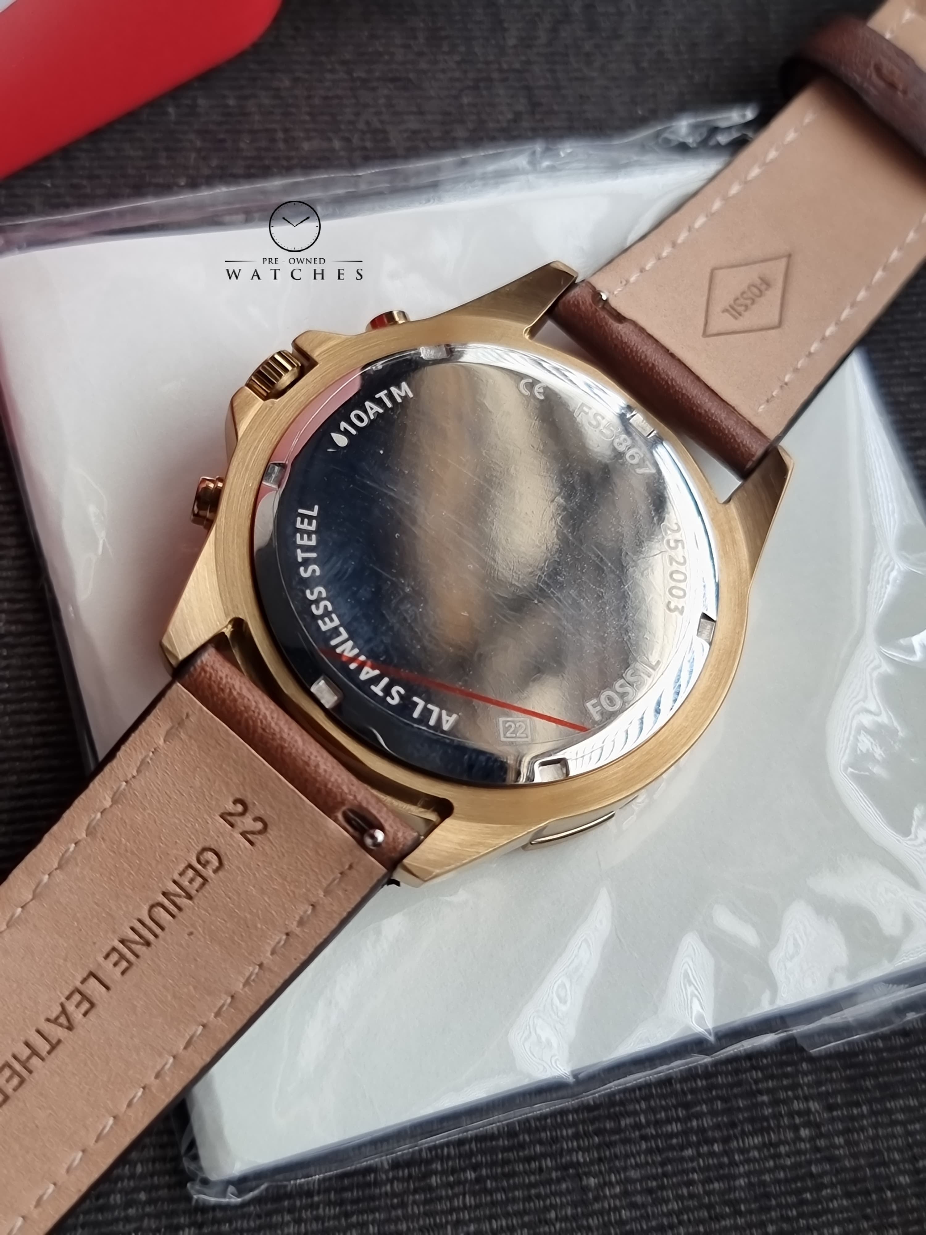 Fossil Garrett Brown Leather Strap Brown Dial Chronograph Quartz Watch for Gents - FS5867