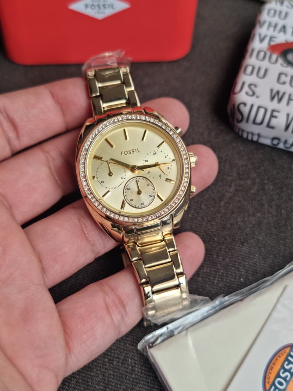 Fossil Analog Women's Watch Gold Plated Metal Bracelet - BQ3658