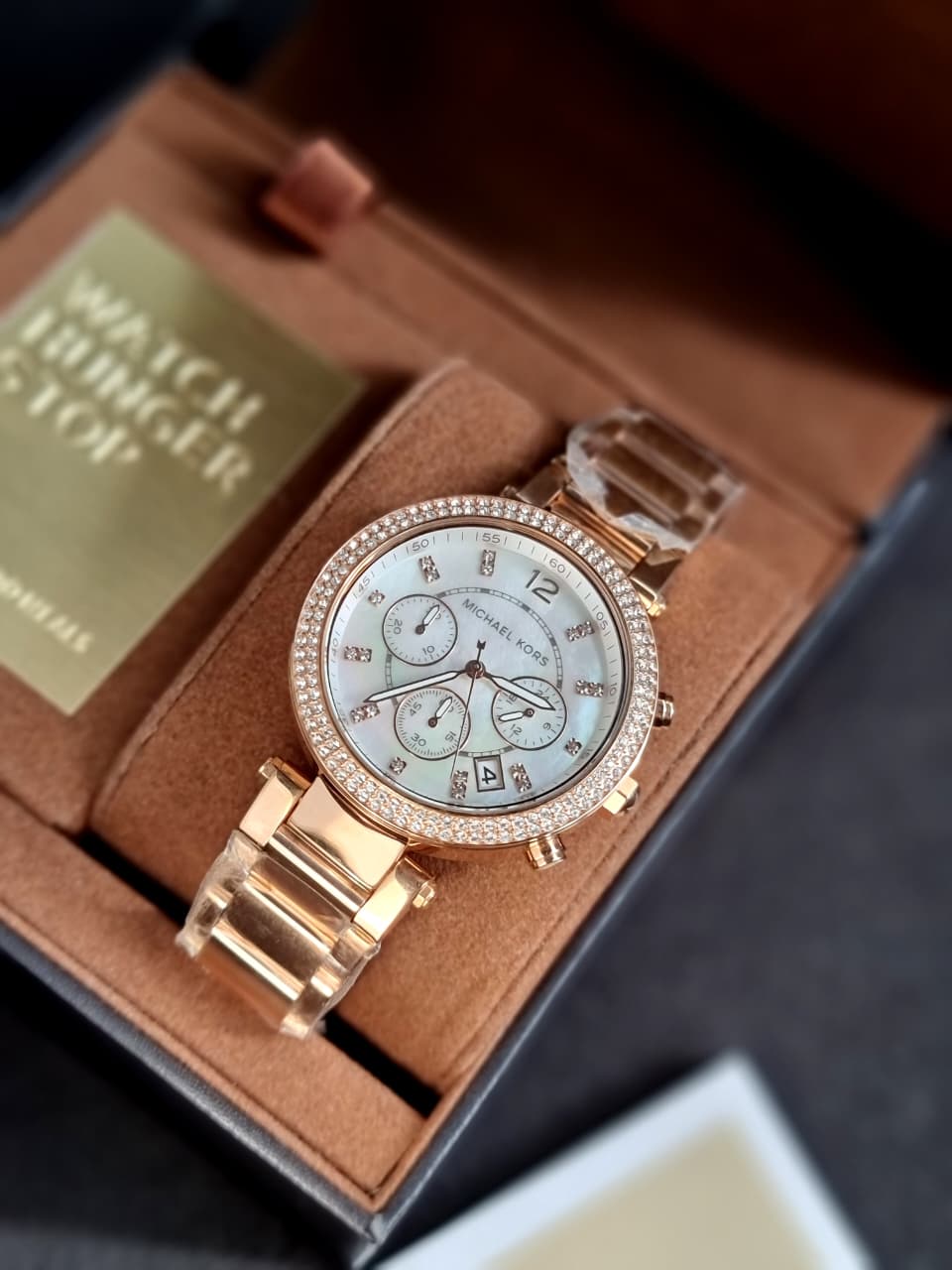 Michael Kors Parker Rose Gold Stainless Steel Silver Dial Chronograph Quartz Watch for Ladies - MK5491