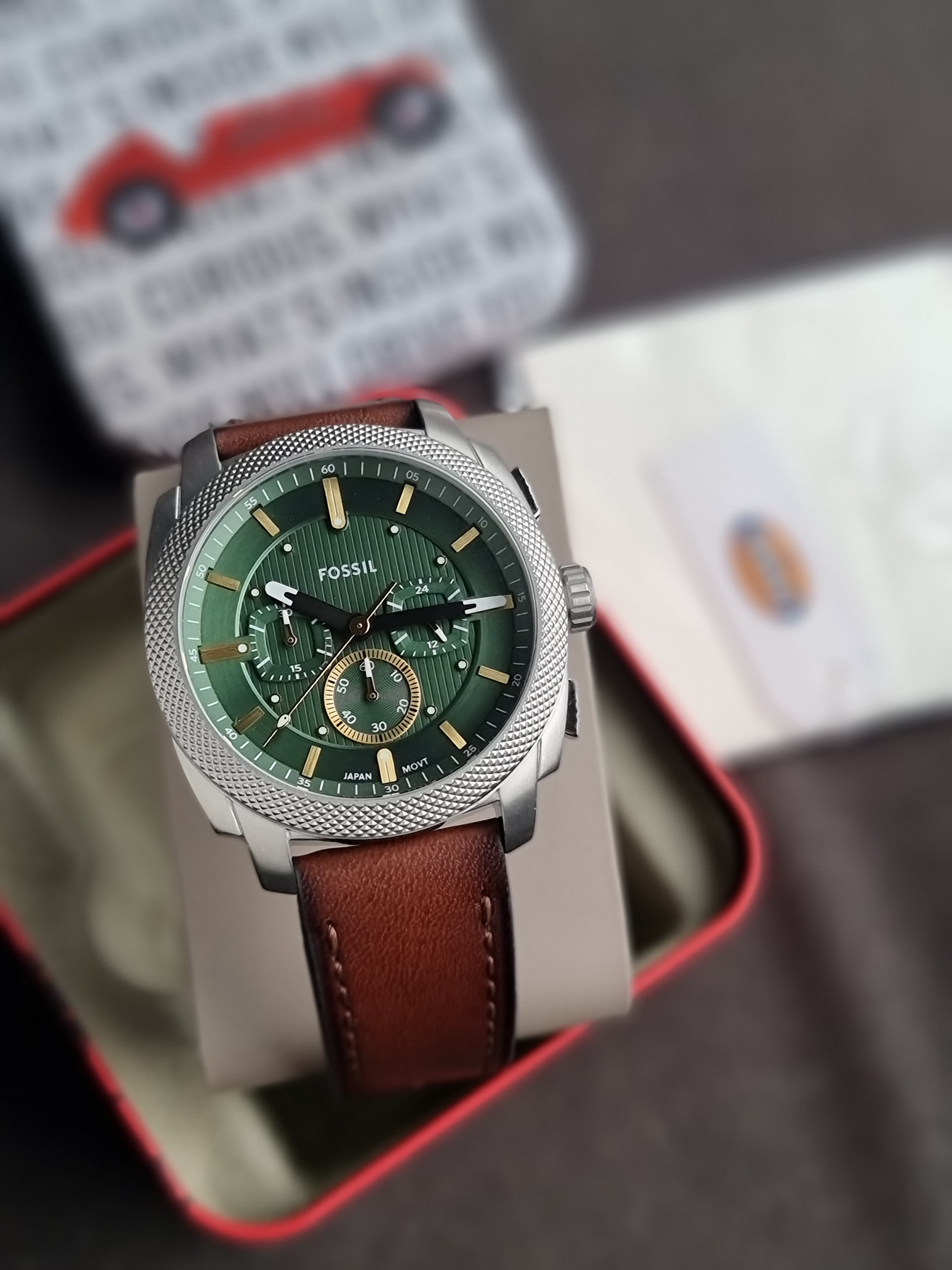 Fossil Machine Chronograph Quartz Green Dial Men's Watch FS6100