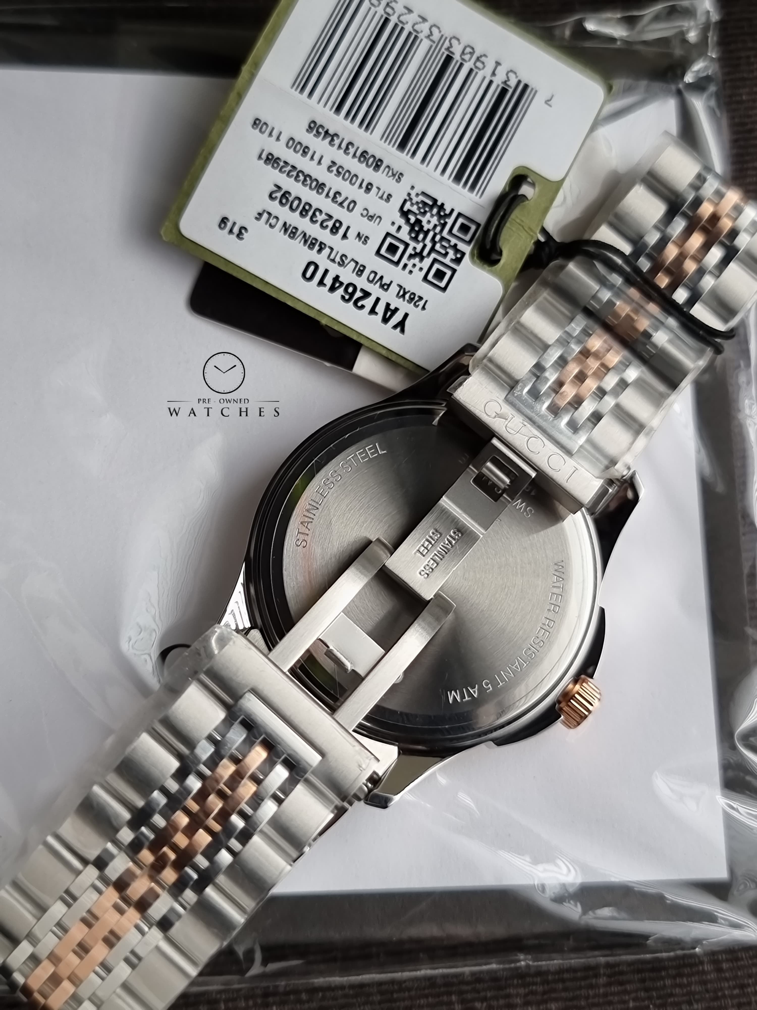 Gucci Men’s Swiss Made Quartz Stainless Steel Black Dial 38mm Watch YA126410