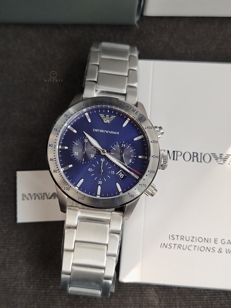 Emporio Armani Men’s Quartz Stainless Steel Blue Dial 44mm Watch AR11306