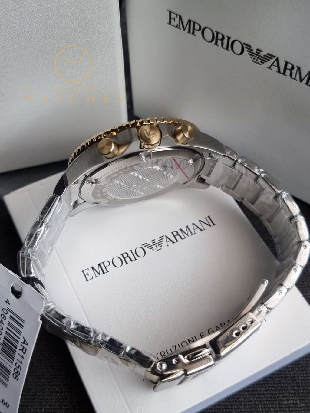 Emporio Armani Men’s Quartz Two-tone Stainless Steel Green Dial 43mm Watch AR11586