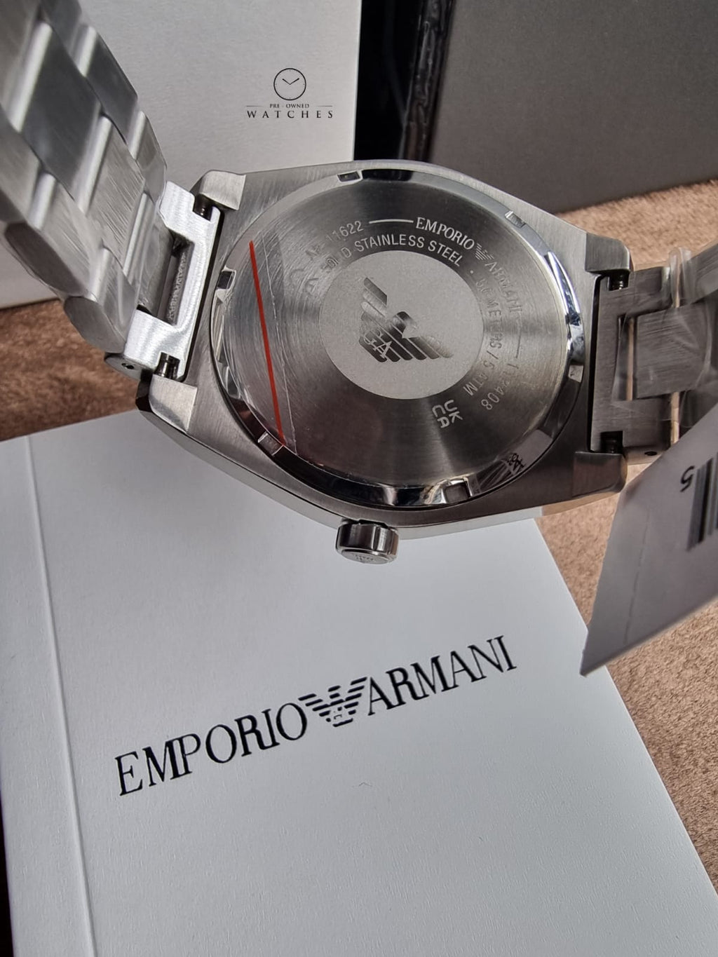 Emporio Armani Federico Silver Stainless Steel Black Dial Quartz Watch for Gents - AR11622