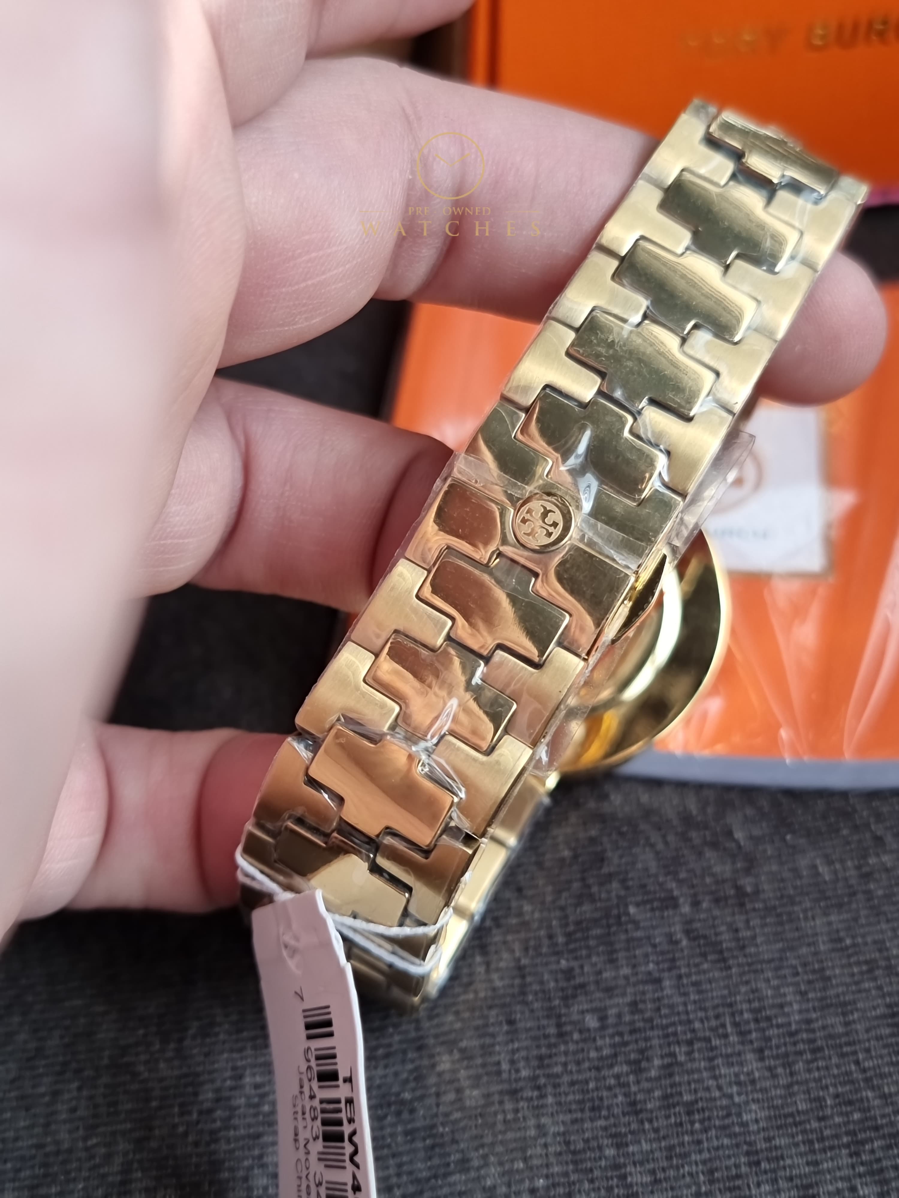 Tory Burch Reva Gold Stainless Steel Mother Of pearl Dial Quartz Watch for Ladies - TBW4025