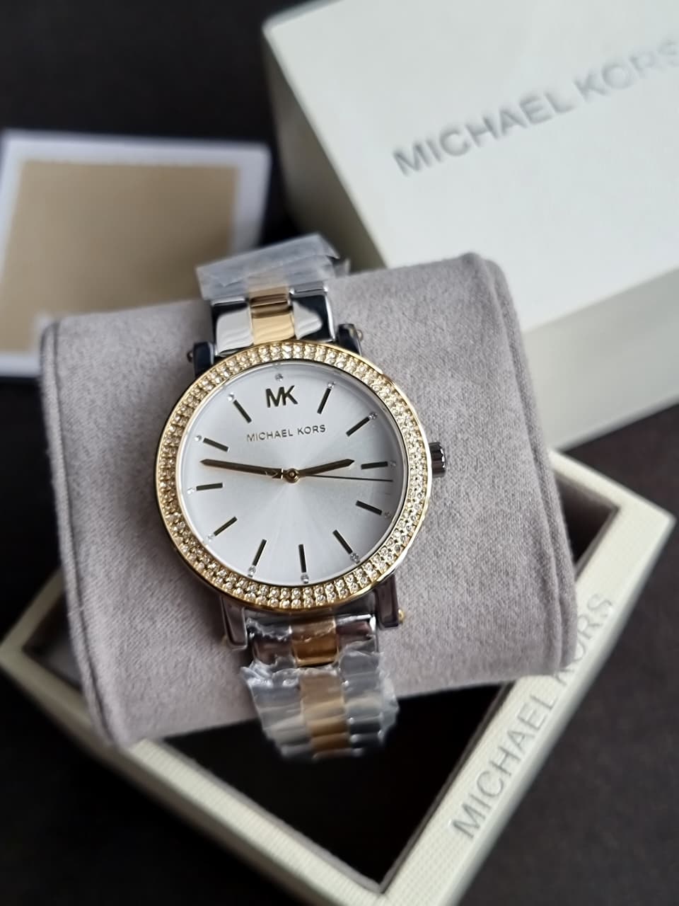 Michael Kors Women’s Quartz Two Tone Stainless Steel Silver Dial 38mm Watch MK7348