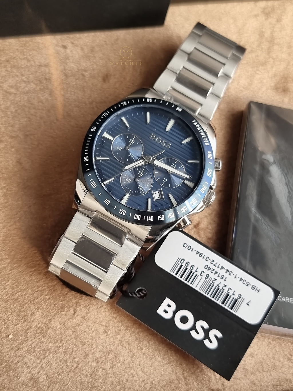 Hugo Boss Silver Stainless Steel Blue Dial 41mm Chronograph Quartz Watch for Gents - 1514240