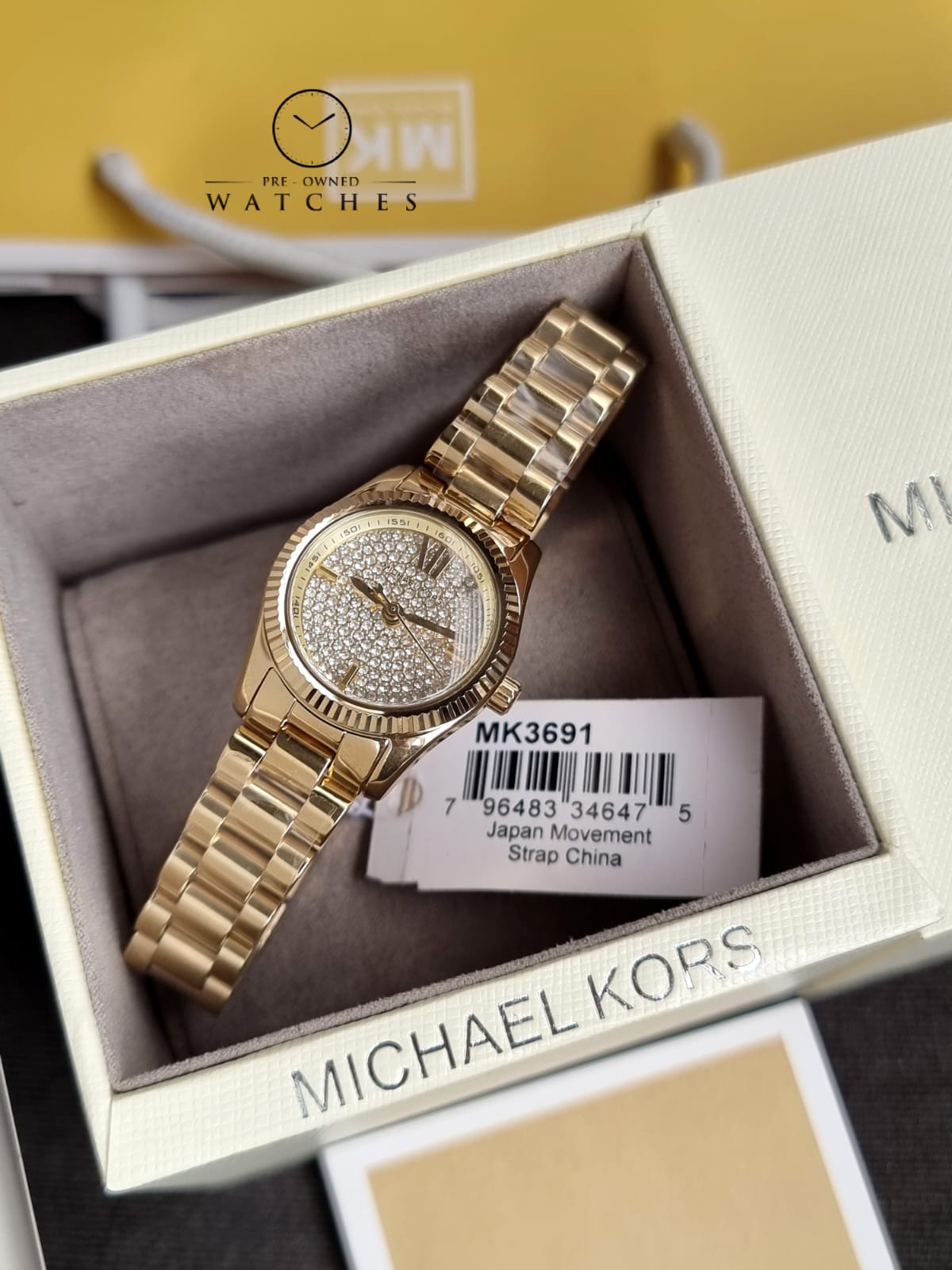 Michael Kors Women’s Quartz Gold Stainless Steel Crystal Pave Dial 26mm Watch MK3691
