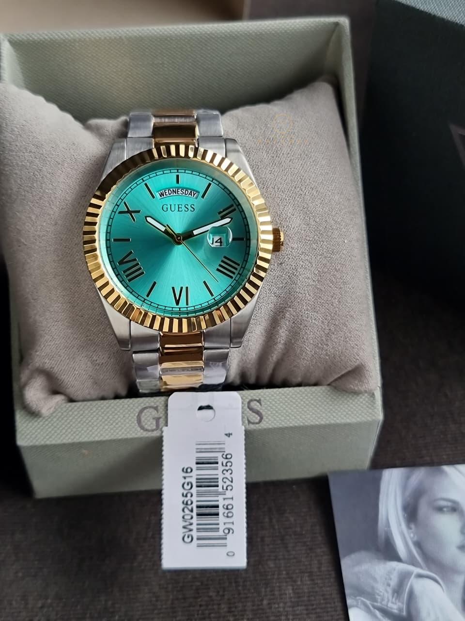 GUESS Green Dial Two-Tone Bracelet Men's Quartz 42mm Watch - GW0265G16