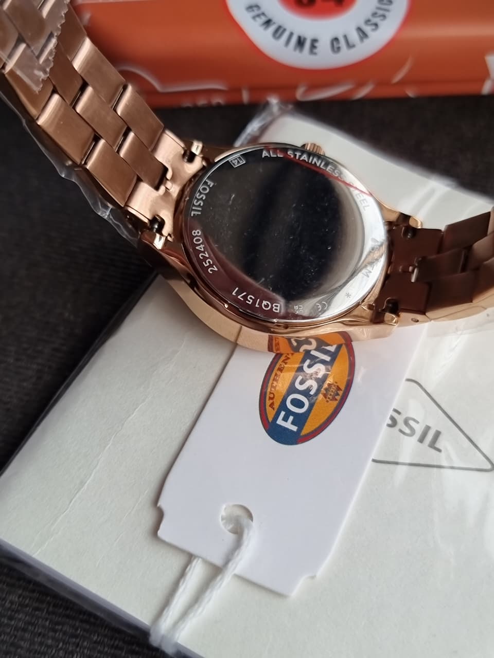 Fossil Modern Sophisticate 3 Hand Rose-Gold Tone Stainless Steel Watch BQ1571