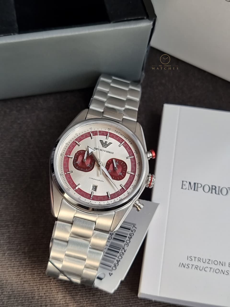 Emporio Armani Silver Tone Chronograph Watch AR11645