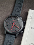 Emporio Armani Luigi Chronograph Black Dial 46mm Black Rubber Strap Watch For Men - AR11024