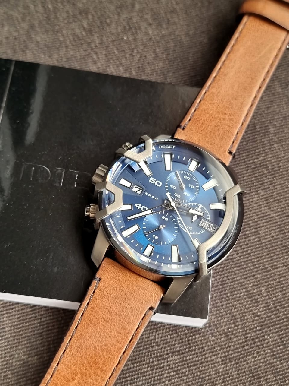 Diesel Griffed 42mm Chronograph Brown Leather Watch - DZ4604