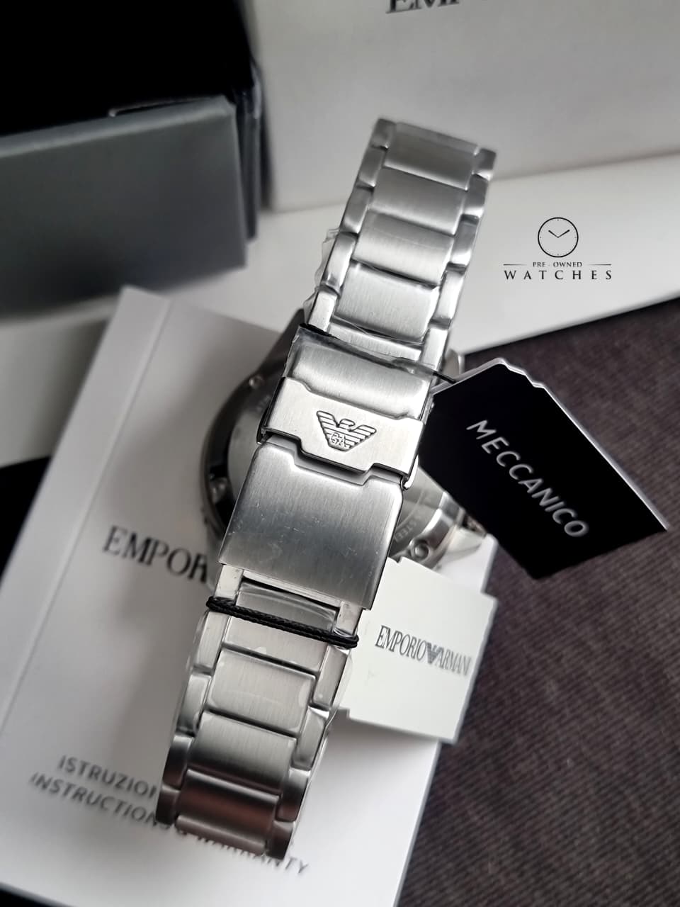 Emporio Armani Men’s Automatic Silver Stainless Steel Green Dial 42mm Watch AR60061