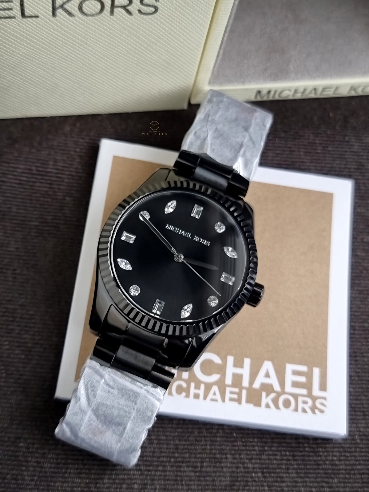 Michael Kors Lexington Black Stainless Steel Black Dial Quartz Watch for Ladies - MK7442