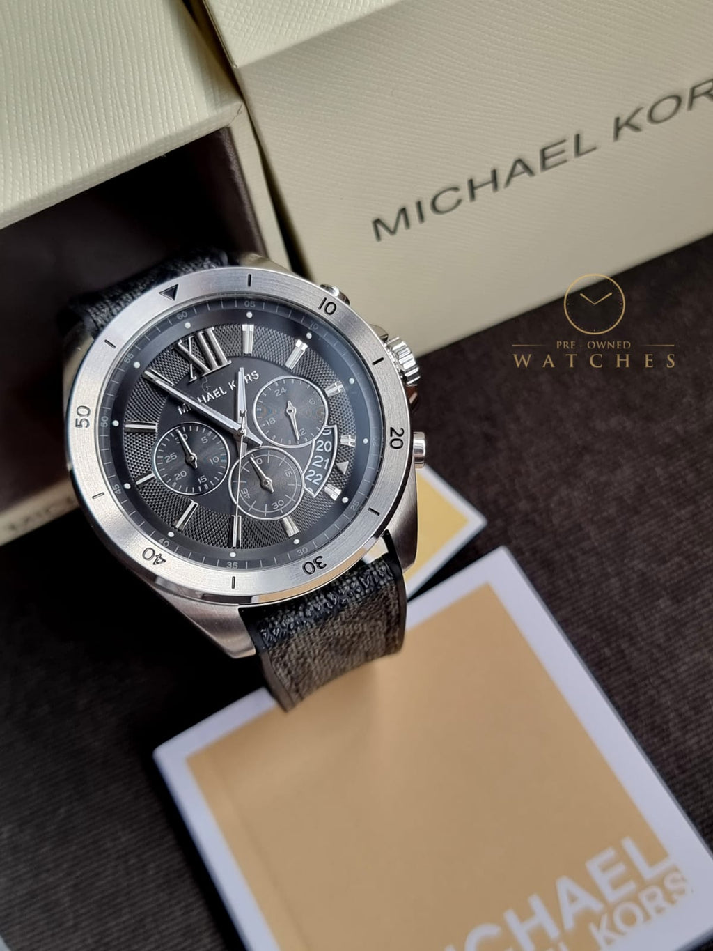 Michael Kors Men’s Quartz Black Silicone & Leather Strap Black Dial 45mm Watch MK8850