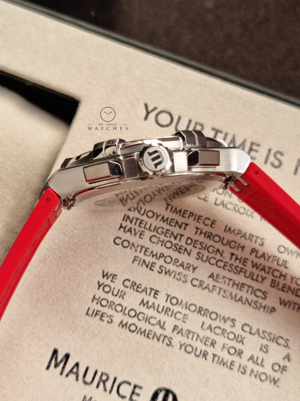 Maurice Lacroix Aikon Beach Volley Vikings Limited Edition Red Dial Red Rubber Strap Watch for Men - AI1018-SS001-530-6