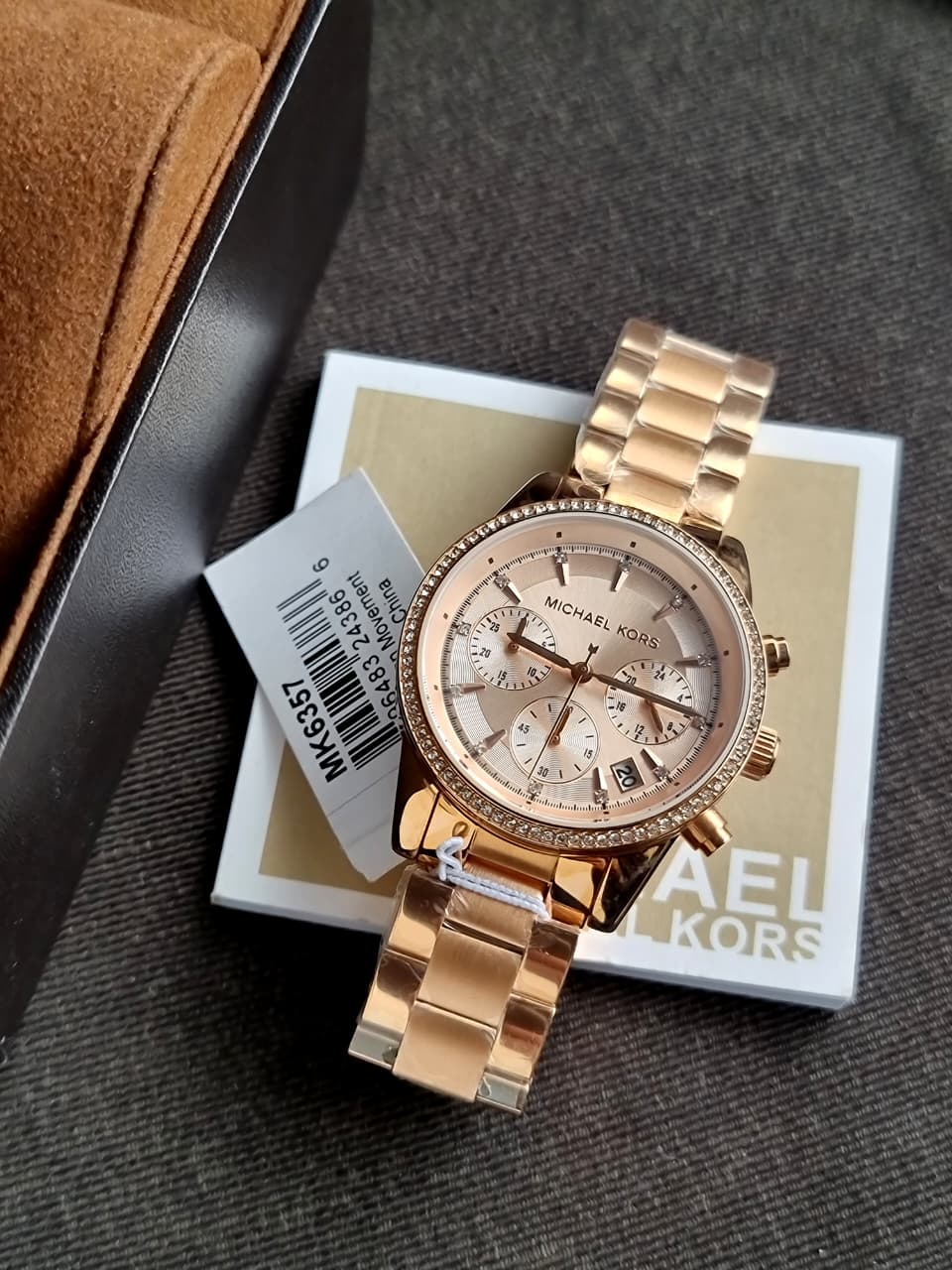Michael Kors Ritz Chronograph Rose Gold Dial Stainless Steel Chain Women’s Watch MK6357