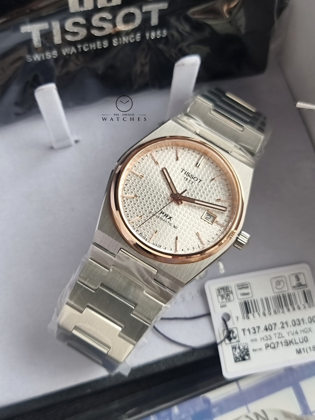 Tissot PRX Powermatic 80 Grey Stainless Steel Silver Dial Automatic Watch for Men's T137.407.21.031.00