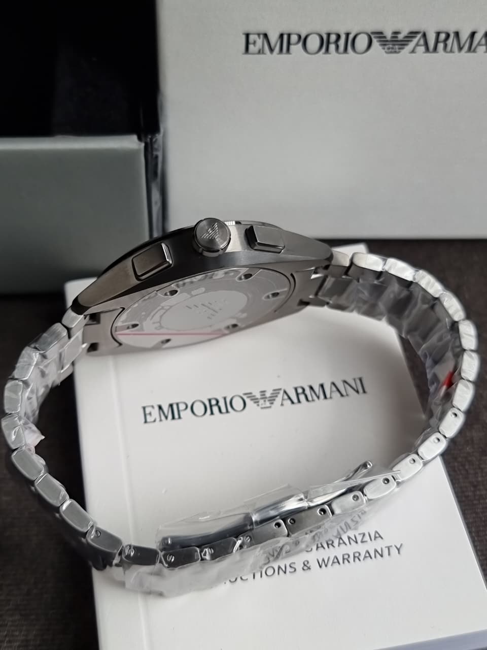 Emporio Armani Claudio Silver Stainless Steel Blue Dial Chronograph Quartz Watch for Gents - AR11541