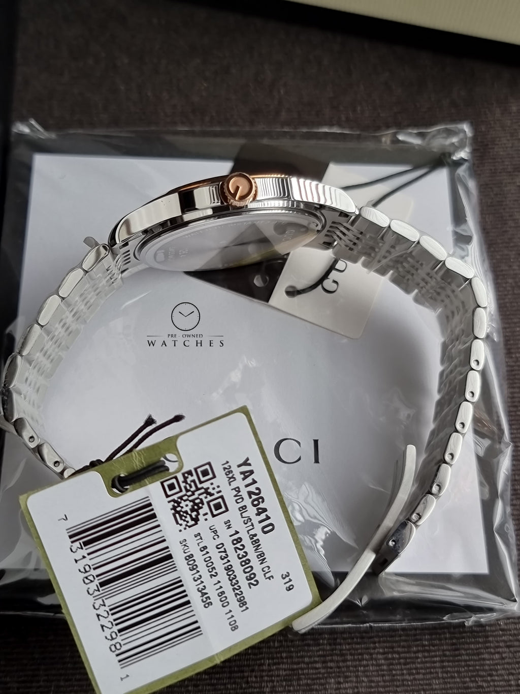 Gucci Men’s Swiss Made Quartz Stainless Steel Black Dial 38mm Watch YA126410
