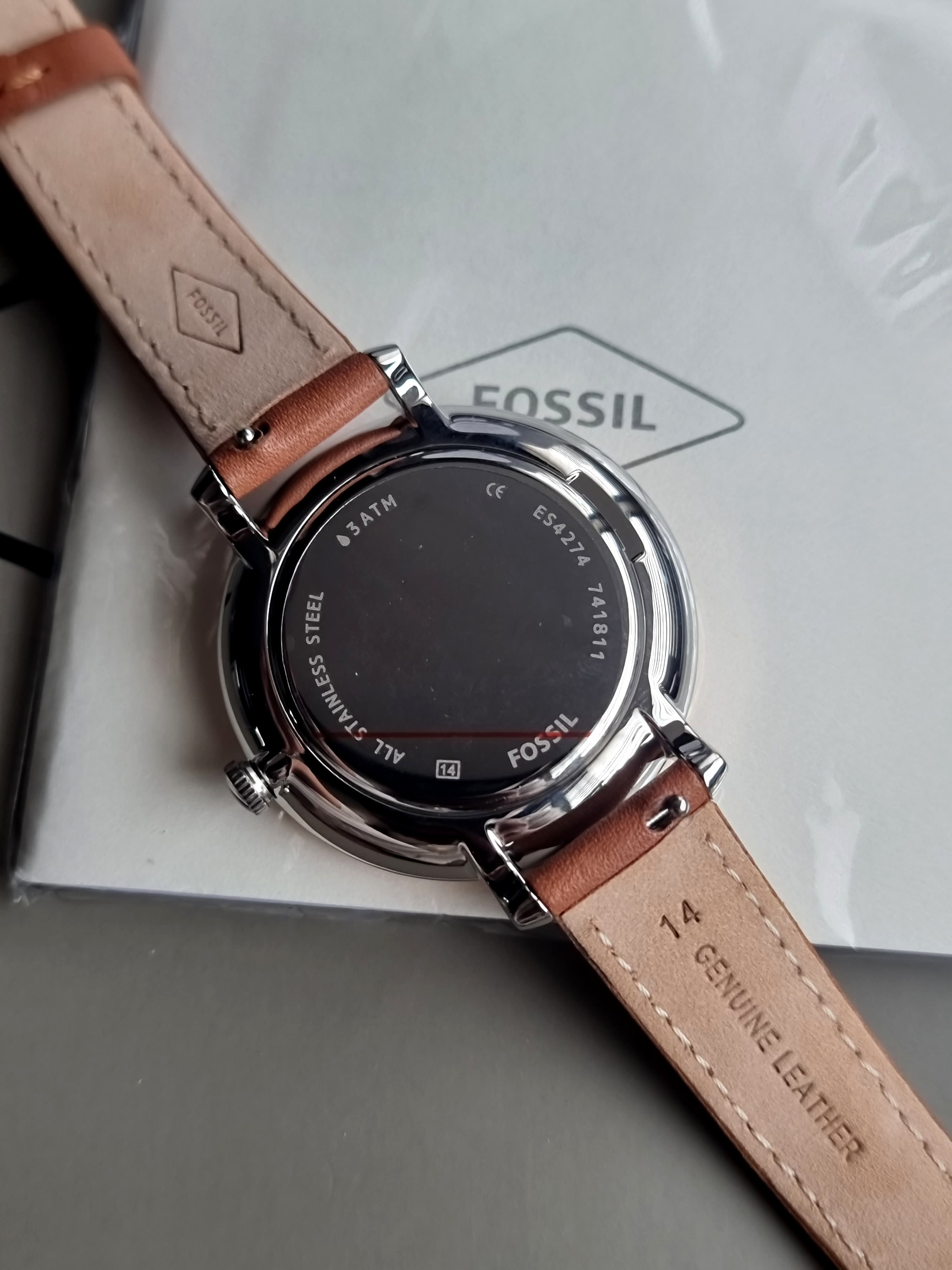 Fossil Jacqueline Brown Leather Strap Blue Dial Quartz Watch for Ladies - ES4274(without tag)