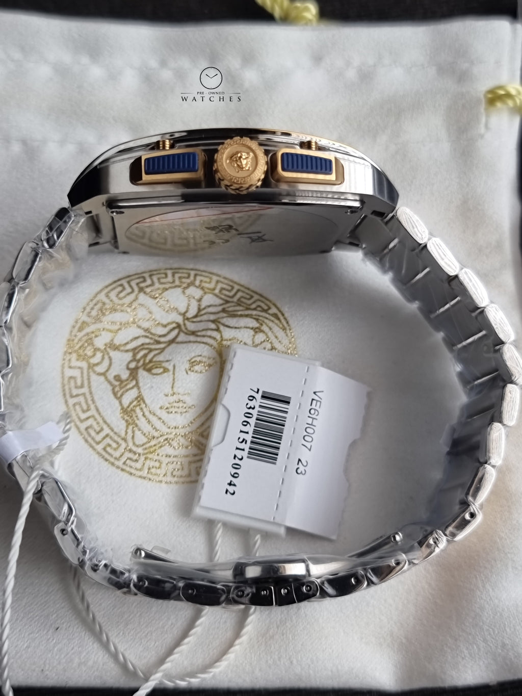 Versace Men’s Quartz Swiss Made Two-Tone Stainless Steel Blue Dial 42mm Watch VE6H00723