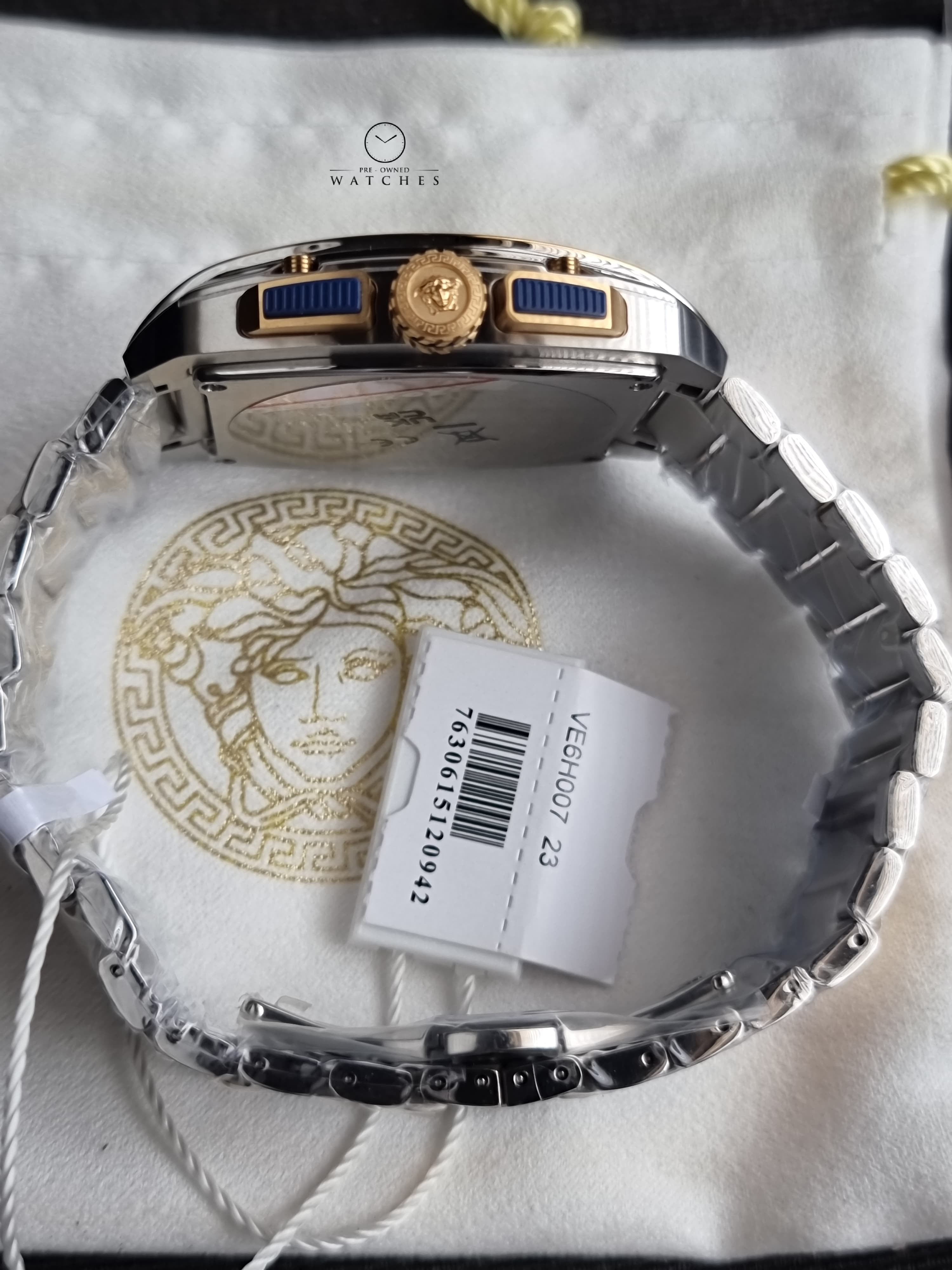 Versace Men’s Quartz Swiss Made Two-Tone Stainless Steel Blue Dial 42mm Watch VE6H00723